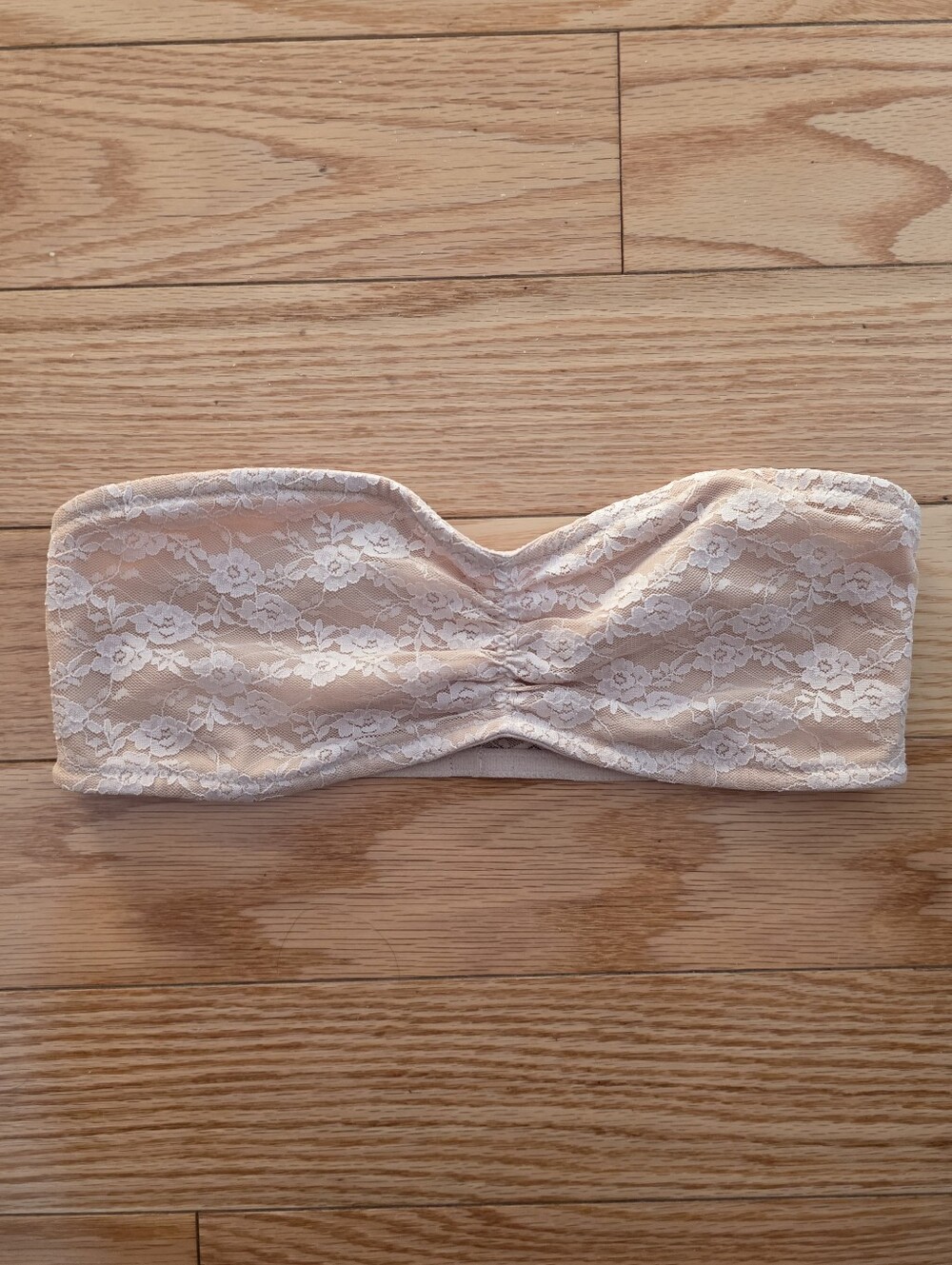 PINK Victoria's Secret Lace Strapless Bandeau, Nude, Small